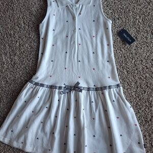 Nautica White Sleeveless Kids Dress with Heart Pattern New With Tags Size 10